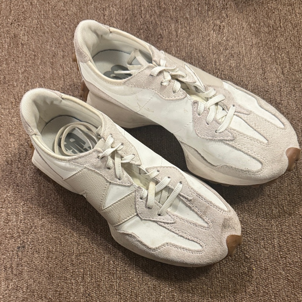 New Balance White and Cream Sneakers